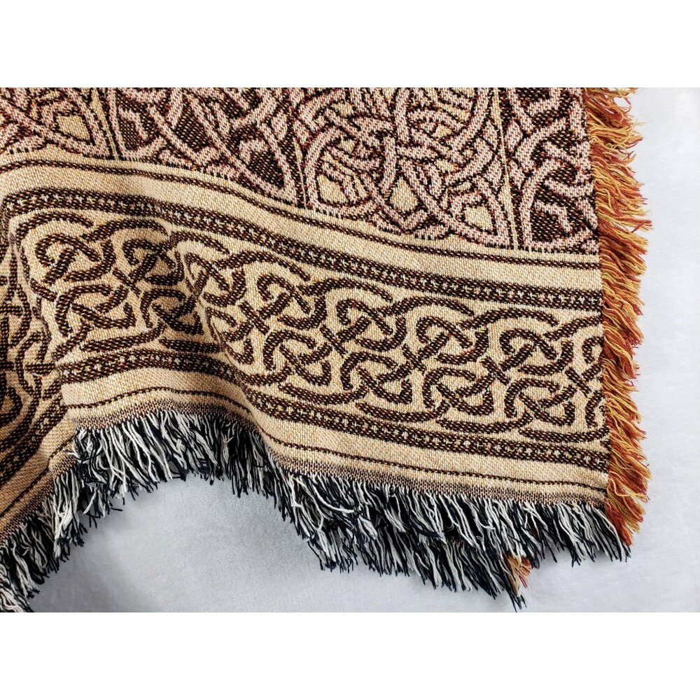 Woven Celtic Knot Cape Poncho Earth Tones OS Loomcraft Ren Fair Festival Irish - Picture 13 of 16